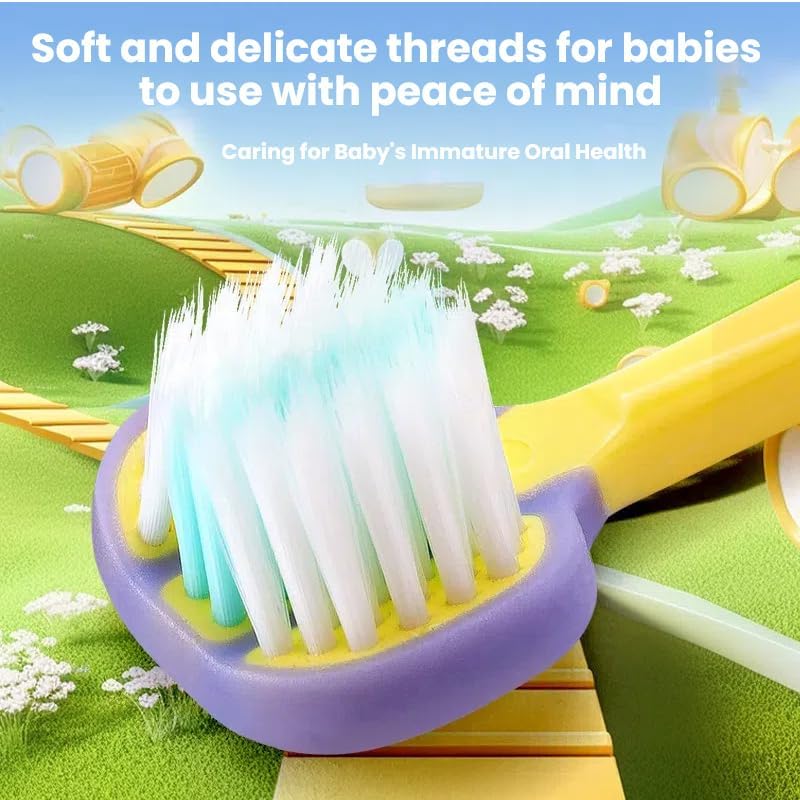 FOREVIVE 3-Sided Toddler Toothbrush 4-Pack | Ultra-Soft Bristles for Ages 1-12 | 4 Fun Colors (Gentle, 360° Cleaning, Comfortable for Sensitive Gums), Easy-Grip Handle & Quick Cleaning - Image 4